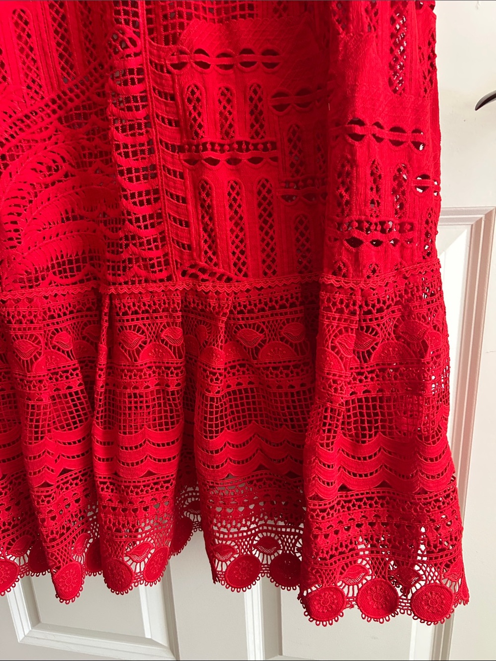 FARM Rio Red Crochet Maxi Dress Red Morada Boa Guipure Maxi Dress - Picture 11 of 12
